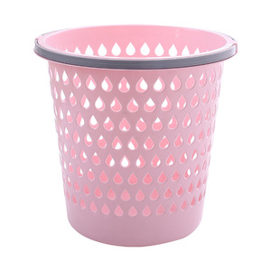 Water Drop Pattern Wastebasket 4L Plastic Trash Can With Handle For Home Storage Bucket Large Size Cylindrical Indoor Use - Product Image 5