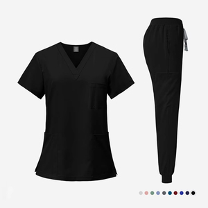 Scrubs Set for Women <b>Stand</b>-Up Collar Zipper Top with Four Pockets Stretchy Yoga Pants Medical Care <b>Work</b> Uniform Beauty Salon - Product Image 4