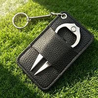 Marqueur de balle de golf, étiquette en cuir, porte-clés, aide portable pour le putting green, lot de 5 tees de golf