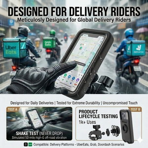 Supporto Impermeabile per <span class=keywords><strong>Telefono</strong></span> da <span class=keywords><strong>Moto</strong></span>/Bici con Schermo Touch e Montaggio su Manubrio - Product Image 2