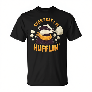 Camiseta Everyday I'm Hufflin' Honey Badger, camiseta promocional negra de manga corta con cuello redondo para adultos, unisex - Product Image 2