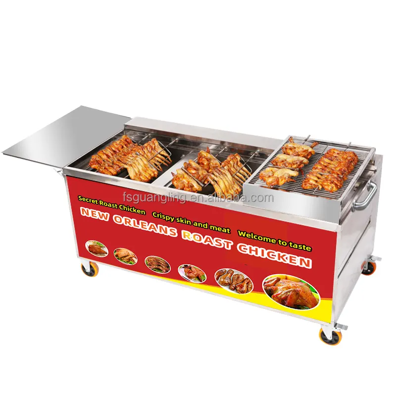 El-itme tipi tavuk kavurma ekipmanları kömür tavuk ızgara makinesi/balık kızartma fırın