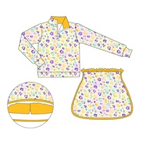 Conjunto de Yoga Estampado para Niñas |   Conjunto de Chaqueta de Manga Larga y Falda Deportiva para Clases de Baile y Gimnasio, MOQ Bajo, Envío Rápido