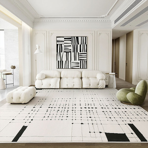 Alfombra Moderna Minimalista Rectangular Resistente a las Manchas, Tejido Wilton, para Sala de Estar, Sofá, Mesa de Centro, Cobertura Total, Uso Doméstico - Product Image 5