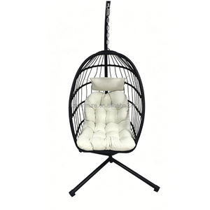 Chaise suspendue en rotin PE de haute qualité pour jardin et extérieur, pliable, en forme d'œuf, pour une durabilité et une sécurité accrues - Product Image 1