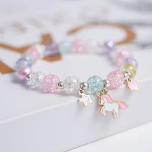 Cute Popcorn Bead Bracelets Friendship Glass Bracelets for Girls Star Moon Cloud Flower Fashion Jewelry Bracelets