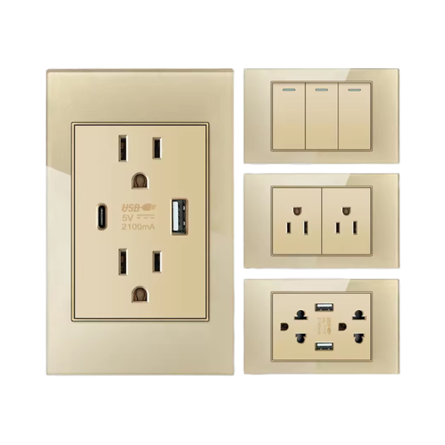 Switches and Socket Factory OEM/ODM Thailand Standard Double 3 Pin Electric Power Sockets Type Ultra-Thin Universal Wall Switch