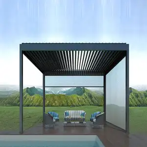 차양 테라스 지붕 원격 제어 전기 생물 기후 Pergola 알루미늄 야외 파티오 커버
