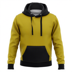 Sudadera con Capucha para Hombre, Diseño Color Block, Tejido de Punto, Corte Regular, Informal, para Otoño, Manga Larga, Verde Oliva y Negro - Product Image 2