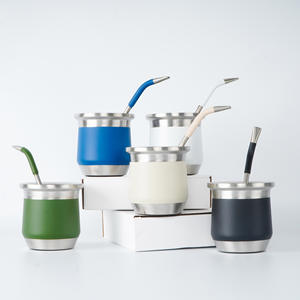 Vaso de Café Portátil de Acero Inoxidable de 8oz con Pajita Retráctil y Tapa Universal para <span class=keywords><strong>Mate</strong></span>, Té, Café y Uso en Exteriores - Product Image 1