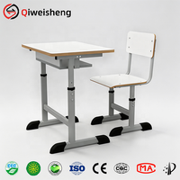 Mesa y Silla Ajustables en Altura para Escuela Primaria en Rumania, Muebles de Aula de Madera, Conjunto de Escritorio y Silla para Estudiantes
