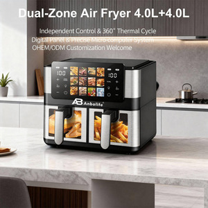 Anbolife Offre Spéciale Four <span class=keywords><strong>Friteuse</strong></span> à <span class=keywords><strong>Air</strong></span> <span class=keywords><strong>Chaud</strong></span> 8L, <span class=keywords><strong>Double</strong></span> Panier, <span class=keywords><strong>Double</strong></span> Zone, Électrique Numérique, 2-en-1 avec Grand Panier et Séparateur - Product Image 4
