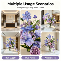Aneka Bunga Lily Ungu Biru Mekar, Vas Modern untuk Ruang Tamu, Hiasan Meja, Dekorasi Rumah, Buket Bunga Artificial