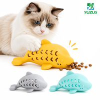 Jouet distributeur de friandises pour chat en silicone en forme de poisson creux, vente en gros