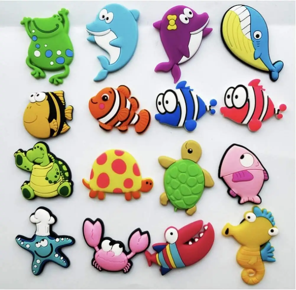 Simpatico cartone animato oceano animale frigorifero magnete frigorifero magnete in gomma morbida pvc per bambini