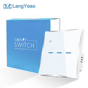 Langyeao Alexa chuyển đổi thông minh tuya <span class=keywords><strong>wifi</strong></span> Kích hoạt với kết nối trung tính Glass cảm ứng Bảng điều chỉnh thiết kế 86 Mét Vuông Dễ dàng hệ thống dây điện - Product Image 1