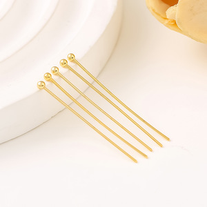 Color-preserving 18K gold round-tipped pin, pure copper pin connecting pin, pendant pin, <b>beading</b> material DIY accessory B25 - Product Image 2