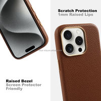 Coque de téléphone en cuir de vache haute imitation adaptée à l'iPhone 15 Pro Max coque de téléphone en microfibre cadre en métal coque de téléphone complète