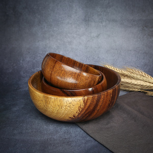 Bol à <span class=keywords><strong>salade</strong></span> rond en bois d'acacia par le fabricant, logo personnalisable, vaisselle en gros avec spatule pour <span class=keywords><strong>ustensiles</strong></span> de cuisine - Product Image 4