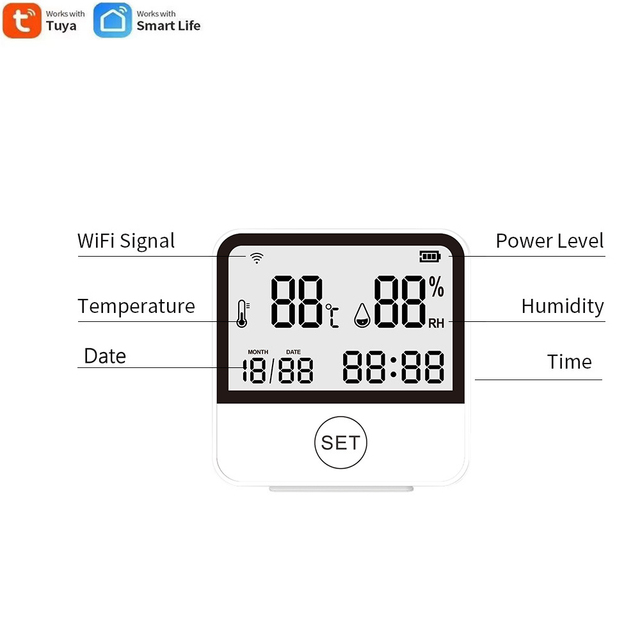 Tuya Smart Home WiFi APP Remote Monitor Humidity Sensor Temperature Sensor  SmartLife Work With Alexa Google Assistant
