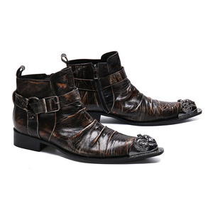Bottes de Combat de Cowboy en cuir pour hommes, <span class=keywords><strong>chaussures</strong></span> de <span class=keywords><strong>moto</strong></span> tactique <span class=keywords><strong>Vintage</strong></span>, Oxfords, NA325 - Product Image 5