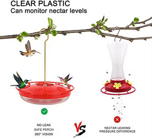 Mangeoire à oiseaux suspendue à fenêtre automatique extérieure à 5 ports avec plateau à eau arrondi pour colibris animaux de compagnie accessoire de cage à oiseaux de Style amour - Product Image 5