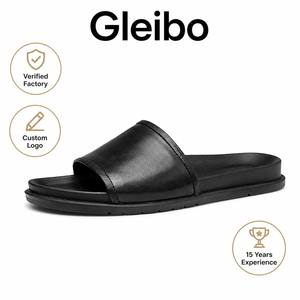 Sandali <span class=keywords><strong>da</strong></span> <span class=keywords><strong>uomo</strong></span> in pelle bovina pieno fiore, slip-on con tacco piatto, punta aperta, suola in gomma resistente all'usura, calzature casual OEM ODM - Product Image 1