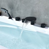 Robinet de baignoire moderne en laiton à montage sur pont, ensemble complet pour baignoire autoportante, eau chaude et froide, bec cascade ovale, douchette à main ronde et fine, pour hôtel