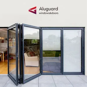 balcony aluminium sliding folding glass doors bi fold aluminum profile bulletproof laminated glass bifold door folding patio