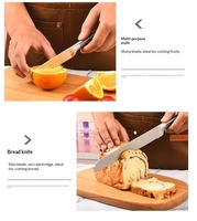 Ensemble de 7 couteaux de cuisine en acier inoxydable, couteau de chef, ciseaux, ensemble de couteaux de cuisine avec manche creux
