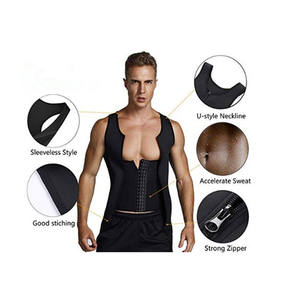 <span class=keywords><strong>Fajas</strong></span> <span class=keywords><strong>reductoras</strong></span> de neopreno y recortador de cintura para hombre, moldeador de cinturón para el sudor con cremallera, adelgazante, entrenador de cintura - Product Image 3