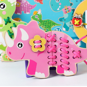 Bán Buôn Montessori Trẻ Em Của Bằng Gỗ Động Vật Khủng Long Threading Trò Chơi Hội Đồng Quản Trị Giáo Dục Viền Quà Tặng Đồ Chơi Cho Bé Trai Cô Gái - Product Image 4