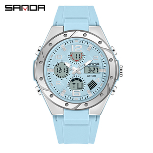 Reloj Digital Multifuncional de Doble Pantalla para Mujer, Diseño Simple y Moderno, Caja de Acero Inoxidable, Movimiento de Cuarzo, Batería de Larga Duración - Product Image 4