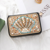 Tas Penyimpanan Berkualitas Tinggi Bergaya Akordeon dengan Ritsleting Tunggal. Model Baru. Tas Kartu dan Dompet Wanita Berhias Manik-Manik Buatan Tangan Berkualitas Tinggi.