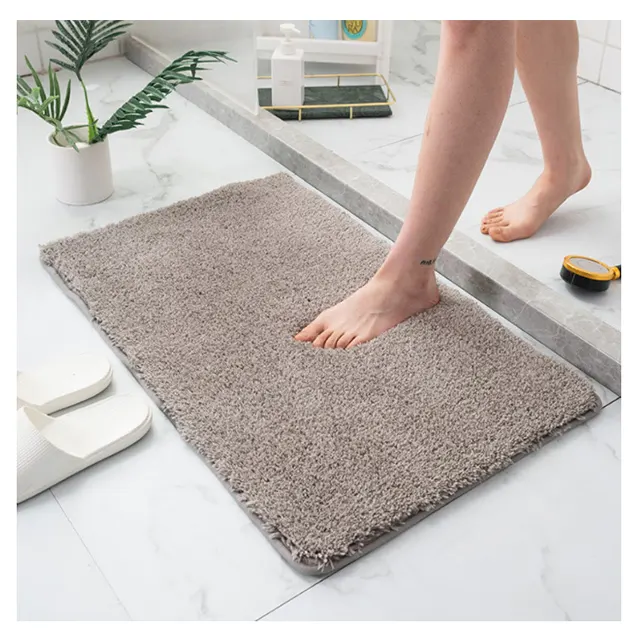 Basic shaggy keset mandi antiselip, dapat dicuci untuk keset dan keset kamar mandi, karpet mewah menyerap air kamar mandi