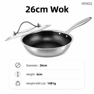Set di Pentole KENGQ in Acciaio Inox 4 Pezzi con Coperchi in Vetro, Design Impilabile per Fornelli a Gas e a Induzione, Lavabile in Lavastoviglie, Stile Americano - Product Image 6