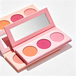 Palette de fards à joues à marque privée, trio de couleurs, longue tenue, fini mat et scintillant, maquillage pour le visage, vente en gros personnalisée OEM - Product Image 2