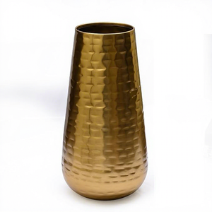 Pot de fleurs moderne en laiton doré, métal martelé conique, pour la décoration intérieure - Product Image 2