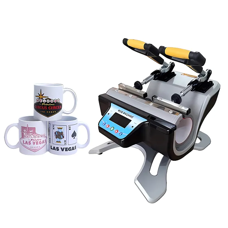 Benutzer definiertes Logo Kaffeetasse Druckmaschine Doppels tation Becher Sublimation Wärme presse Transfer maschine für Tassen