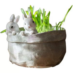 Easter Bunny Resin Ornament Rabbit Bonsai Indoor Decoration Nordic Style Cute Animal Figurine For Home Decor - Product Image 3