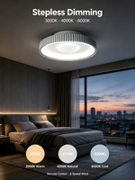 Ventilateur de plafond encastré Yeyun avec lumière, 3 températures de couleur, ventilateur de plafond sans pales avec télécommande