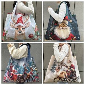 Neue tragbare große schwere 210D Oxford Stoff Blumen faltbare Einkaufstasche Wieder verwendbare gefaltete Superet Aufbewahrung tasche - Product Image 6