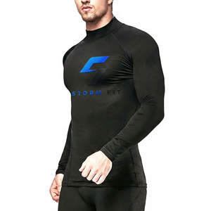 Storm Fit Men's Black Long Sleeve Compression Shirt Crew Neck Quick Dry Solid Color Regular Fit - Product Image 2