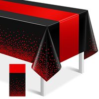 Ensemble de 3 nappes jetables en plastique noir et rouge, rectangulaires, 54x108 pouces, pour anniversaires, mariages, remises de diplômes