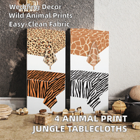 Nappes à imprimé animalier, thème jungle, léopard, tigre, zèbre, girafe, décorations de mariage Safari, polyéthylène, 137x274cm, 4 pièces