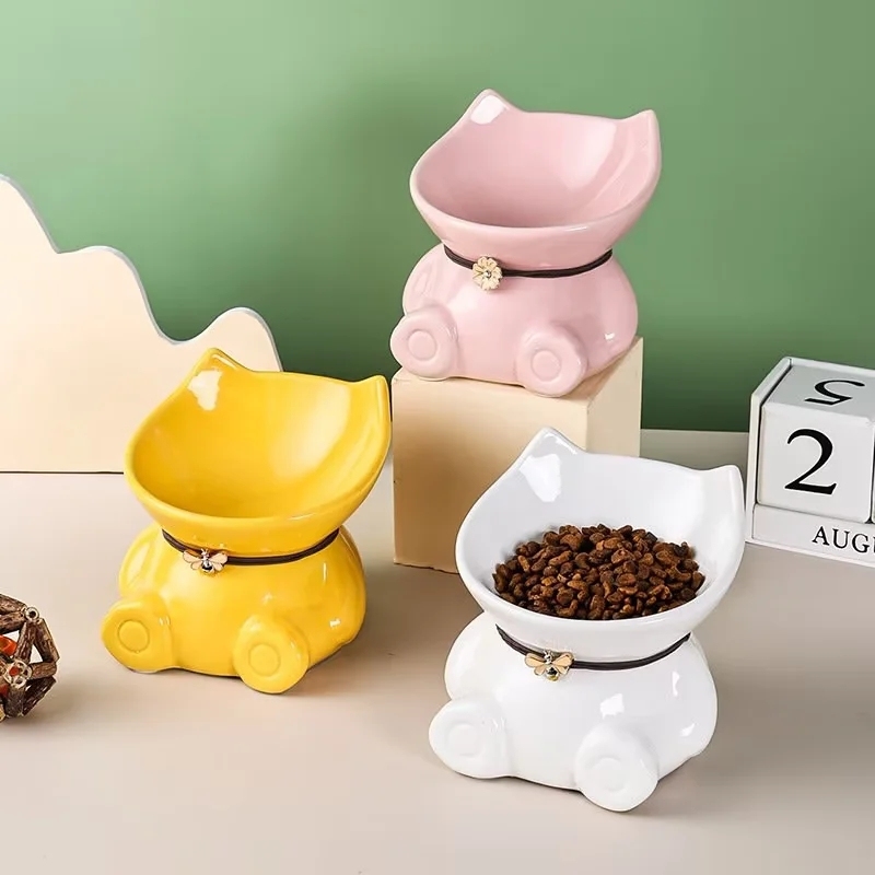 Elevated Ceramic Pet Food & Water Bowl – Modern Raised Feeder for Dogs and Cats