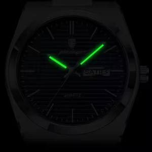 Orologi da Uomo POEDAGAR in Acciaio Inossidabile al Quarzo 821 Orologio da Polso di Lusso alla Moda Impermeabile con Indicazione della Settimana e Lancette Luminose Quadrante da 40mm - Product Image 2