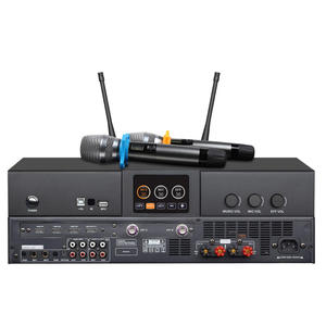Профессиональный усилитель мощности класса D для караоке 400 Вт, система 3-в-1 с беспроводным микрофоном UHF, DSP, эхо, реверберация, для домашнего аудио, металлический корпус - Product Image 1