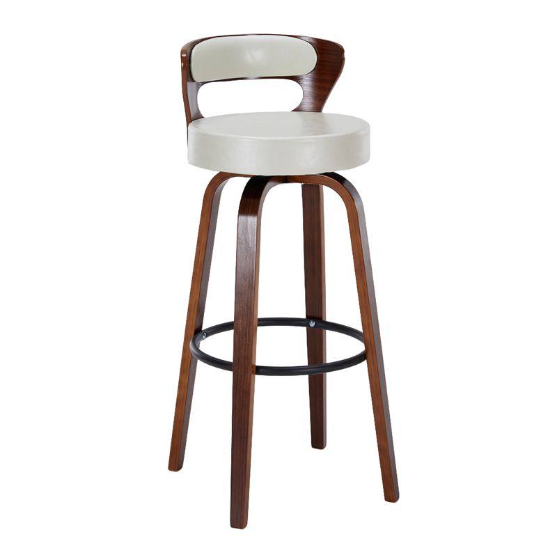 Beige pu leather-walnut wooden frame