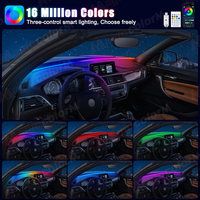 Lampe d'ambiance LED pour voiture, éclairage d'ambiance RGB pour pare-brise avant et tableau de bord, lampe d'atmosphère intérieure en acrylique, contrôle USB et application à distance